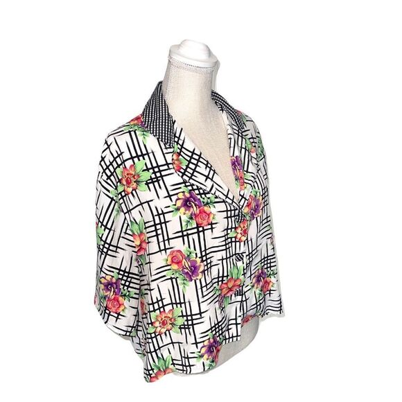 Vintage 1980’s Victoria's Secret Gold Label Floral & Abstract Button Down Shirt - Picture 5 of 11